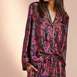 ANTHROPLOGIE Floreat Silk Sleep Pajama Lounge Top XS NWT